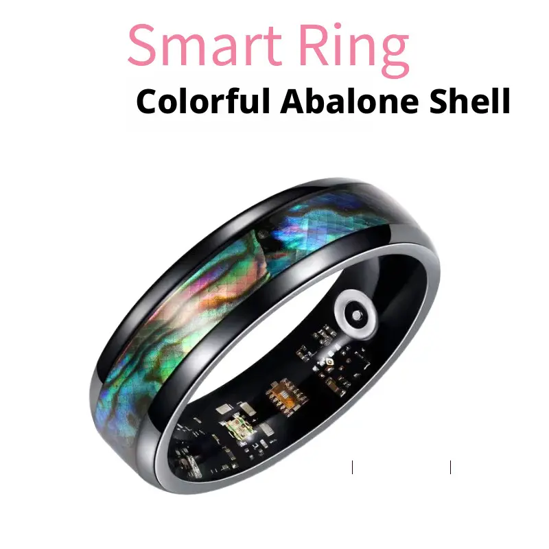 Color Abalone Shell Smart Ring, Heart Rate, Blood Oxygen & Sleep Health Monitoring, Sports Step Tracking Fitness Smart Ring