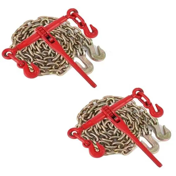 GARVEEGrade 70 Chain and Load Binders with 5/16" to 1/2" Chains, 10ft Length, Includes Grappling Hooks, Ideal for Industrial, Agricultural, Logging, and Towing Use, Available in Multiple Pack Sizes