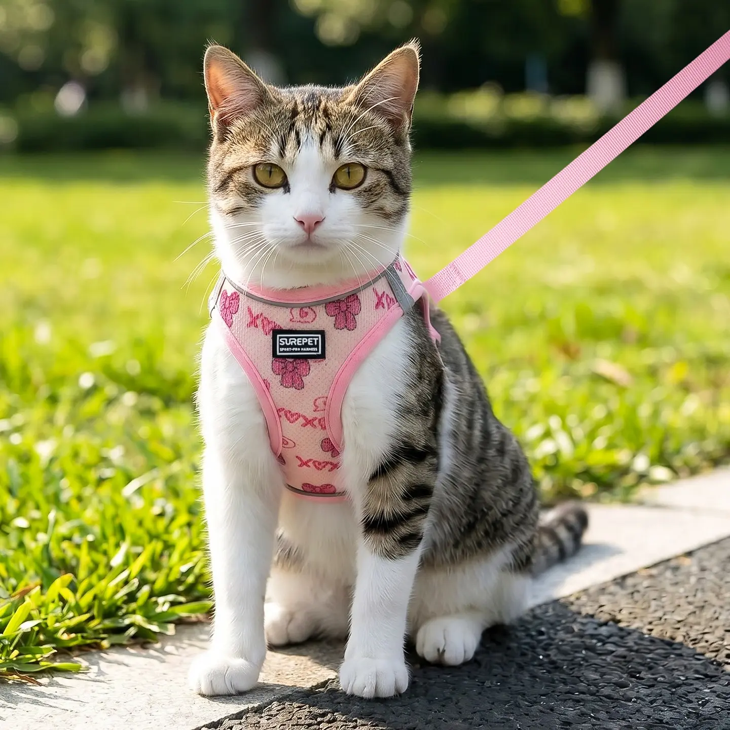 Cat Harness and Leash, Step-In Escape Proof Kitten Harness Set, Soft Comfortable Cat Vest, Easy to Wear and Adjust, Reflective for Safe Outdoor Walking
