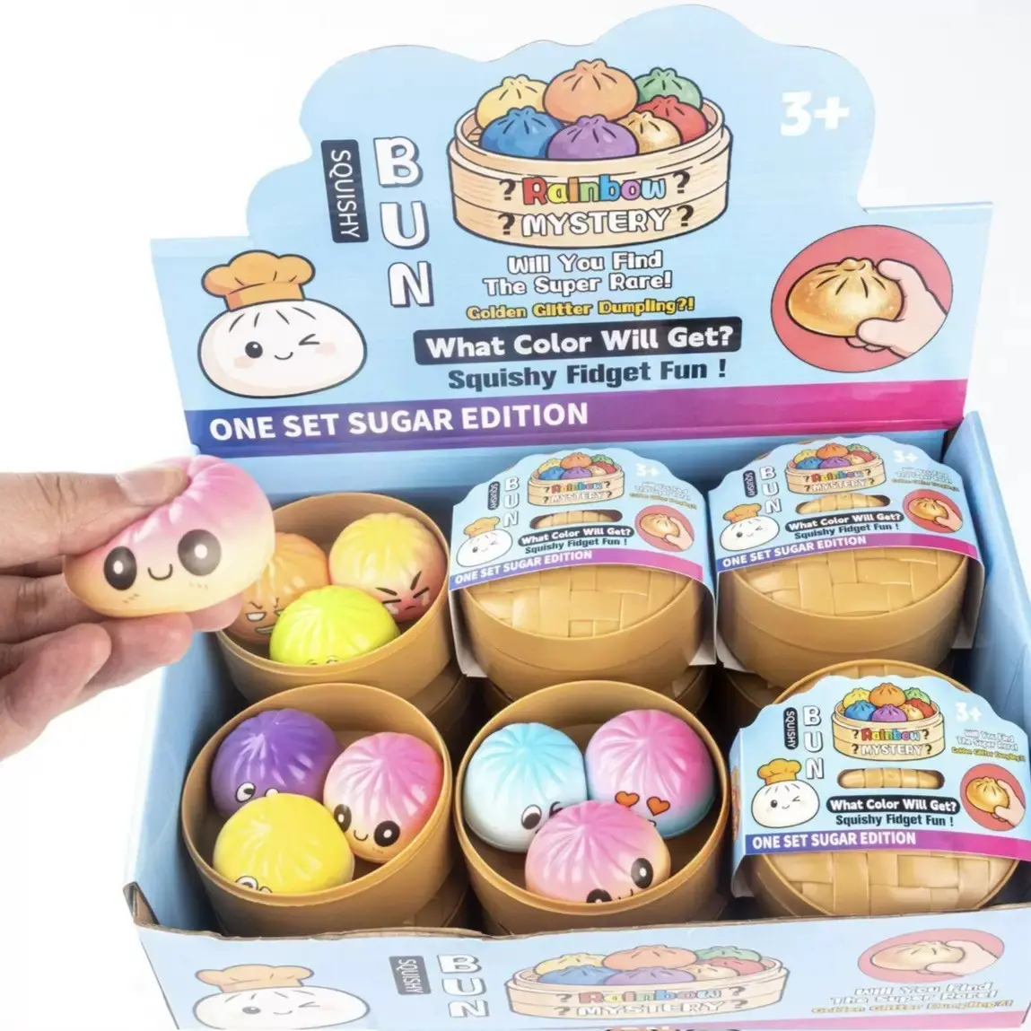 36PCS Mini Dumpling Squid (2.0 inches), Dumpling Mystery Box, Soft Squeeze Sensory Toys for Stress Relief, Sparkling Random Colors, Elastic Desktop Toys, Sensory Toy Gifts for Children, Adolescents, and Adults