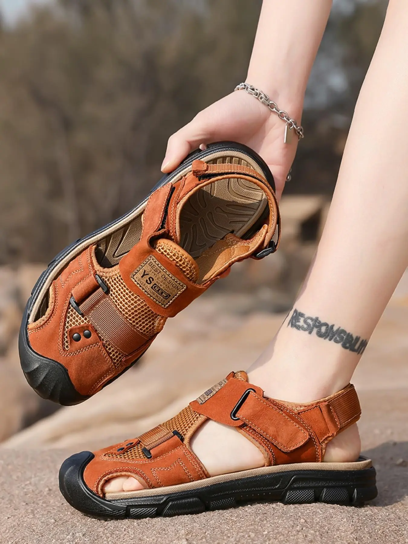 Men's Casual Sandals, Toe Protector, Anti-Slip Durable Sports Sandals, Ideal for Hiking, Climbing, Beach, Comfortable and Long-Lasting Shoes