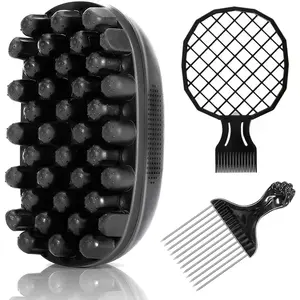 Men’s Twist Curl Styling 3-Piece Set, Hair Styling Tools: African curl sponge styling kit (including a hair pick, curl comb), designed for defined curls, wave patterns, and natural short hairstyles