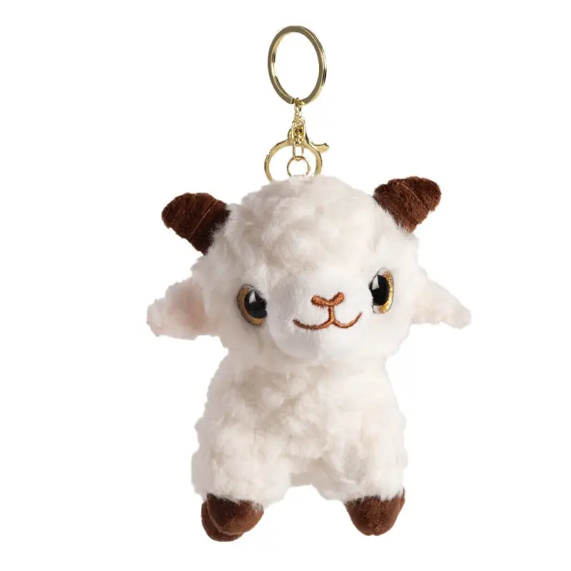 Cute Sheep Keychain, Plush Wool Key Ring (10cm), Cartoon Sheep Bag Charm, Fun Backpack Wallet Accessory, Birthday Gift for All Ages