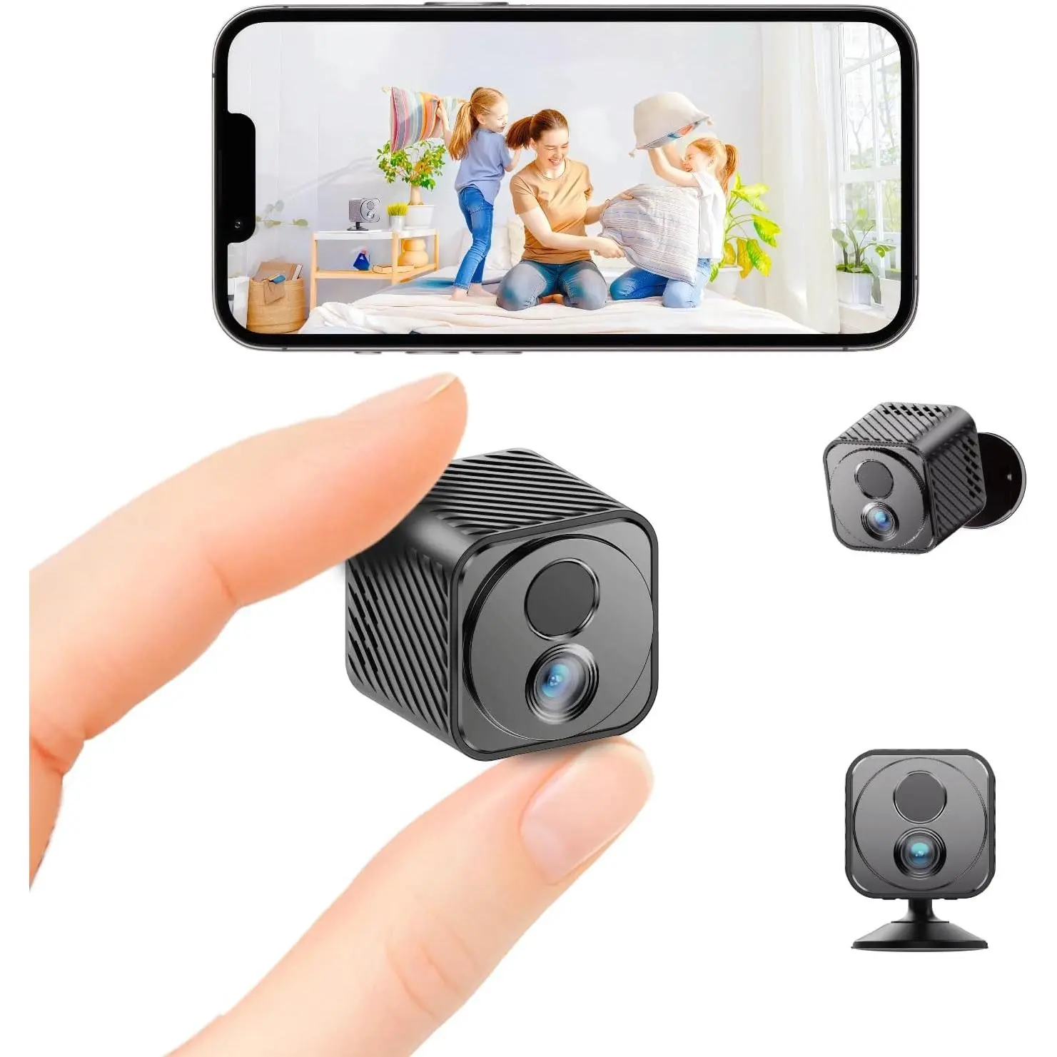 Upgraded Rechargeable Mini Hidden Camera - 1080P HD Wi-Fi House Cam with 30-Day Battery Life, AI Motion Sensor, Auto Night Vision, Free Cloud Storage for Home Office Security (Cameras for Home Monitoring), Automatic, Lens