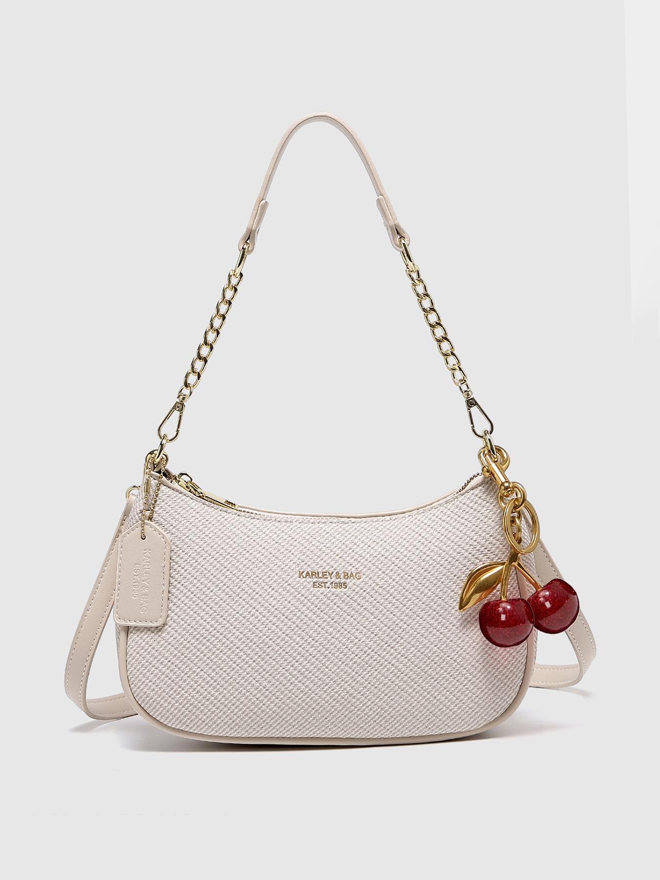 Women's Solid Color Chain Strap Bag, Fashionable Shoulder Bag for Daily Used, Casual Trendy Versatile High-quality Daily Commuting, Girl Fashionable Shopping Convertible Shoulder Bag