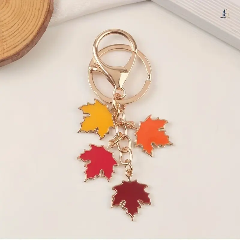 Unisex Leaf Shapes Metal Alloy Keychain, Colorful Maple Leaf Key Holder, Decorative Accessory for Car Keys, Bags, Sturdy Daily Ornament