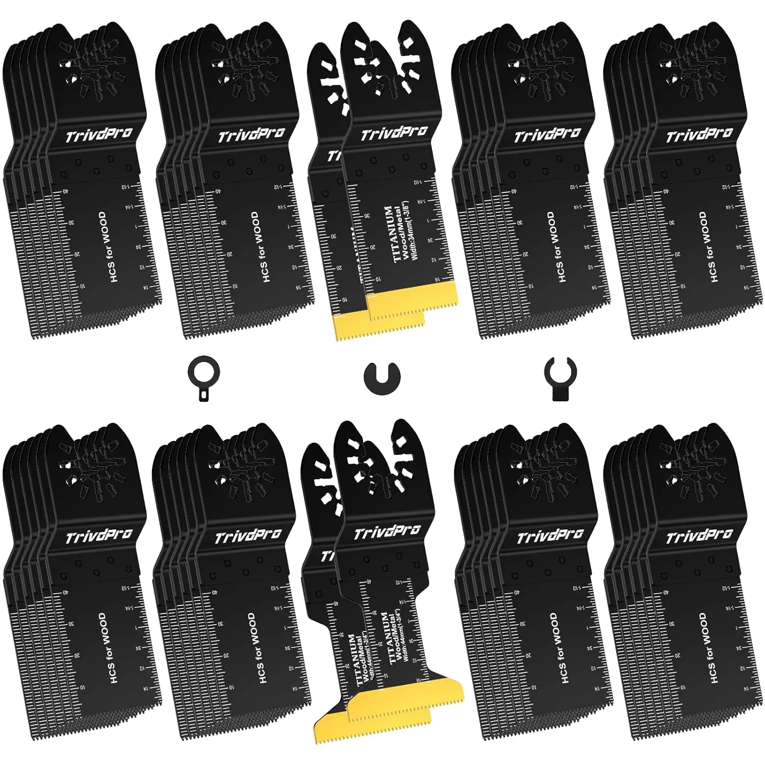 52PCS Oscillating Saw Blades, Blades for Wood, Quick Release Multi Tool Blades Kits Fit Fein