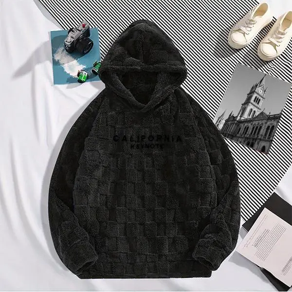Men's California Embroidered Fleece Hoodie, Casual Long Sleeve Pullover Sweatshirt with Soft, Warm Thermal Design, Sweatshirts Baggy Oversized Stretch Textured Menswear Sweatshirt Stretch Textured Tops, Thanksgiving