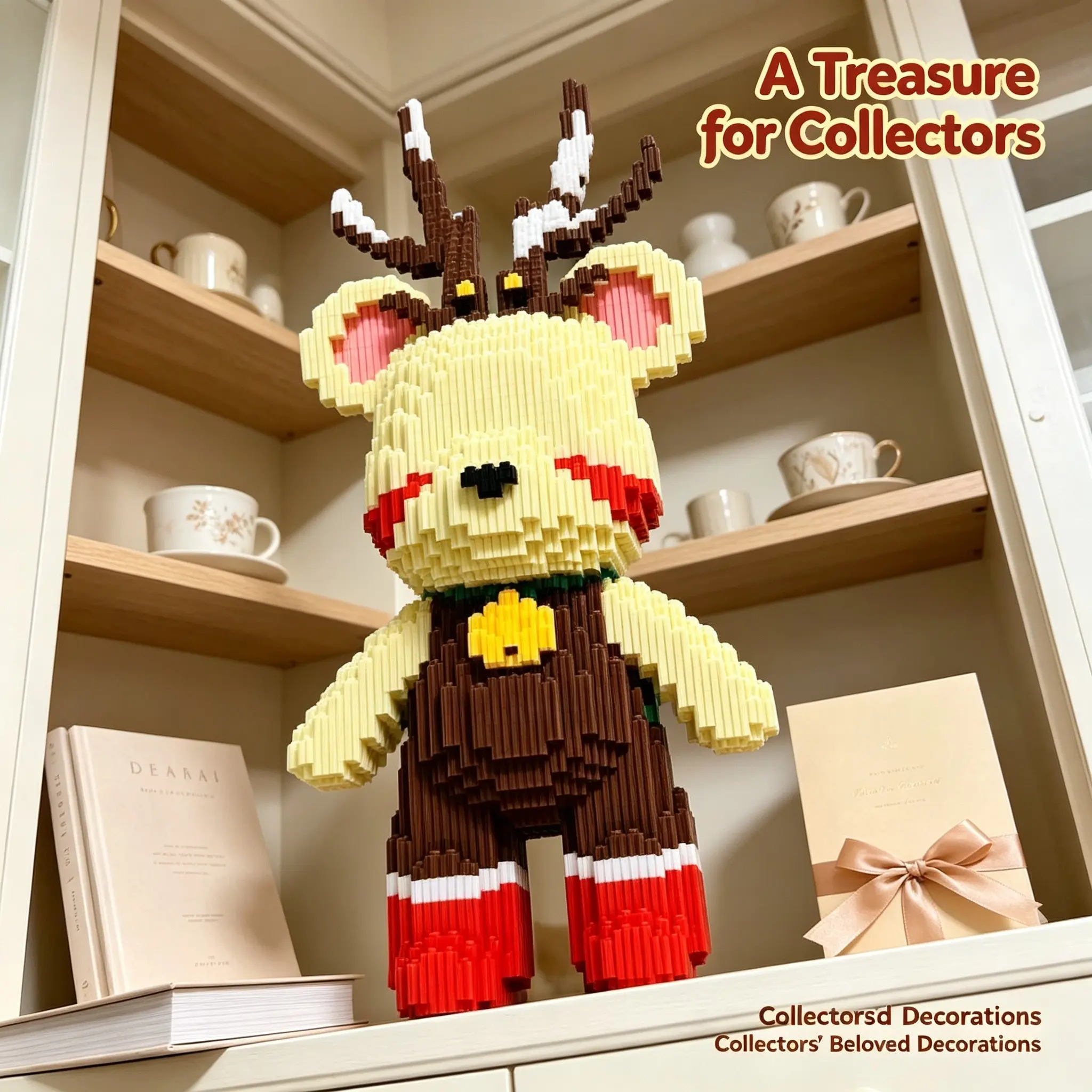 Bj Halloween Reindeer Bear Lucky Bear Building Blocks 3D Puzzle Model Diy Building Model Decorative Toy, Indoor Decoration, Birthday Christmas New Year Gift