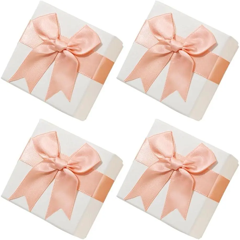 4 count 7x7x3.5 cm Jewellery  Boxes Small Bracelet  Boxes Cardboard Earring Ring Boxes Necklace Packaging Boxes with Bowknot Lid