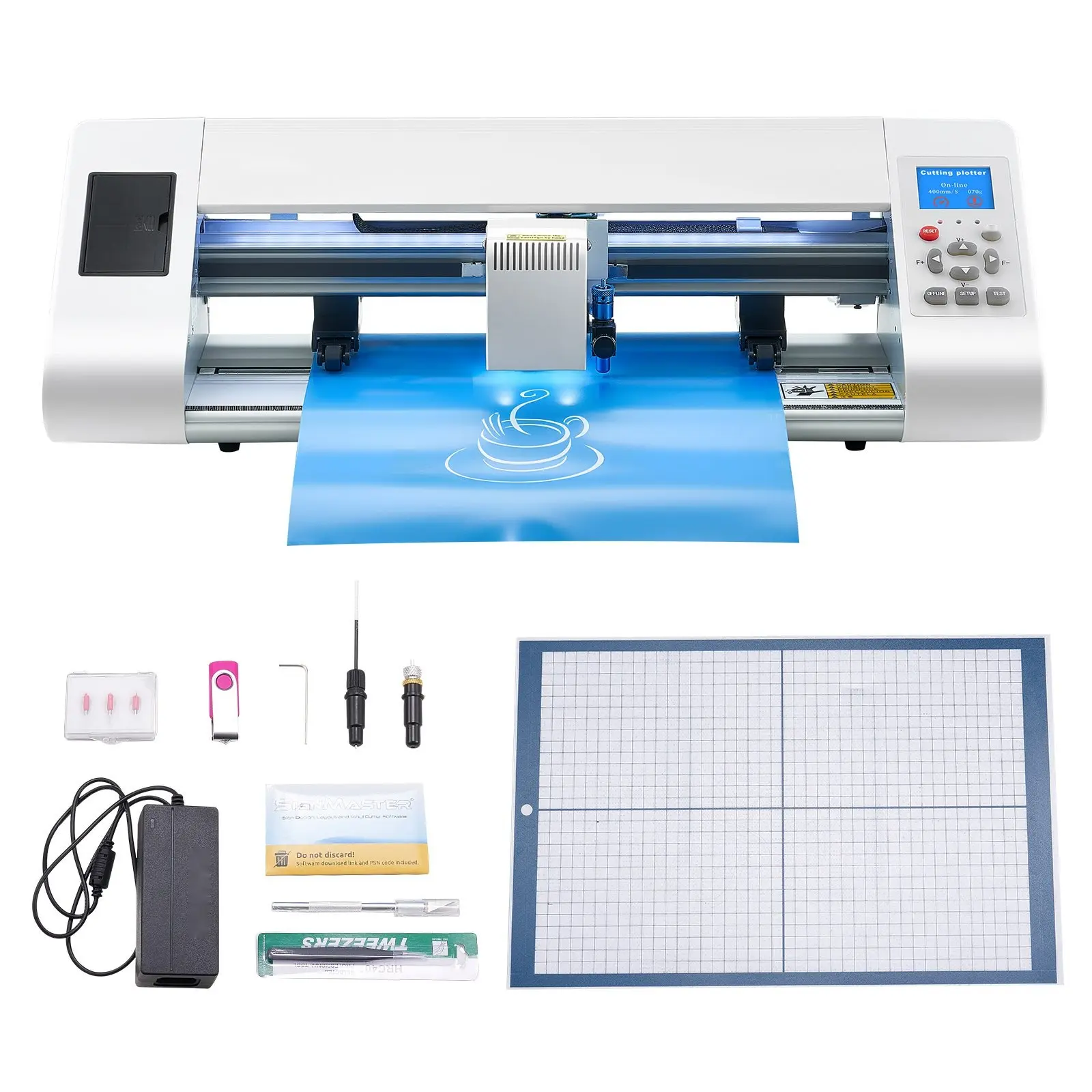 Professional Vinyl Cutting Machine With Automatic Edge Detection, Adjustable Speed, Blade Depth, And Cutting Pressure, Industrial Grade Plotter For Vinyl, Heat Transfer, Sign Making, And Craft Projects With USB Connectivity