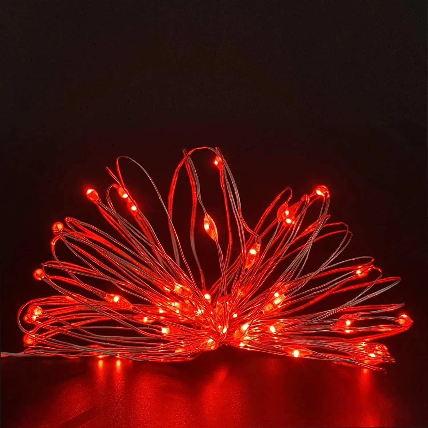 Set of 2  Operated Mini Led Fairy Light Indoor String Light Dewdrop Lights with Timer 6 Hours /18 Hours Off for Wedding Christmas Party Decoration,30 Count LED,10 Ft  Wire (Red Color)
