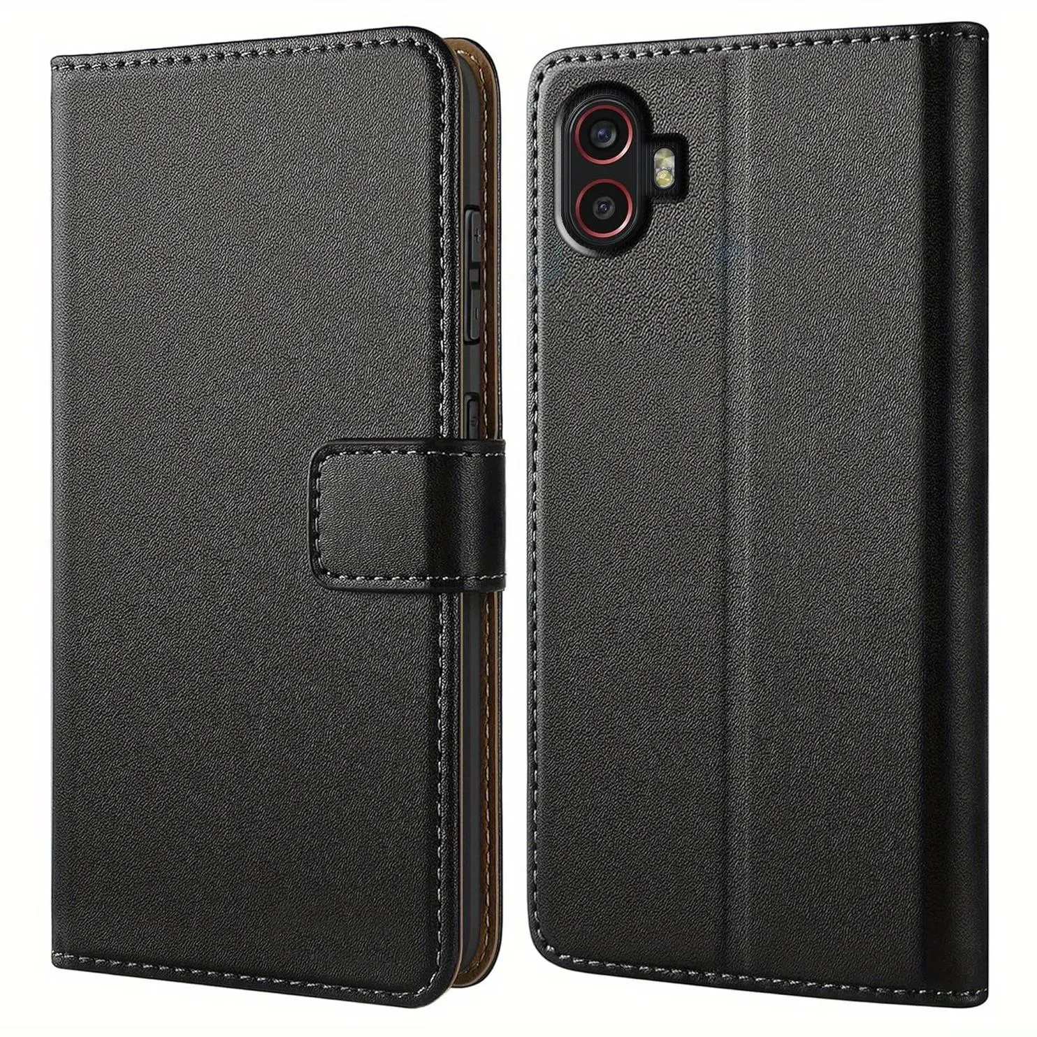 Compatible with Samsung Galaxy Xcover 5 6 7 Pro Black Wallet Case with Kickstand Faux Leather Flip Protective Phone Case Cover