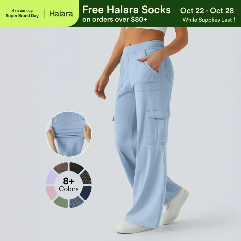 Halara Flex™ Mid Rise Pockets Straight Leg Casual Cargo Jeans