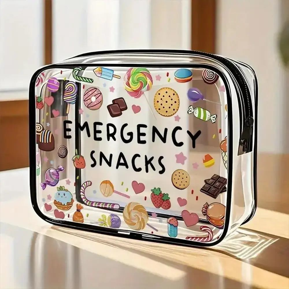 Clear Emergency Multifunctional Storage Bag, Zipper Pouches for Snacks, Medicine, Candy, Large Capacity, Ideal for Travel, Picnics, Gifts