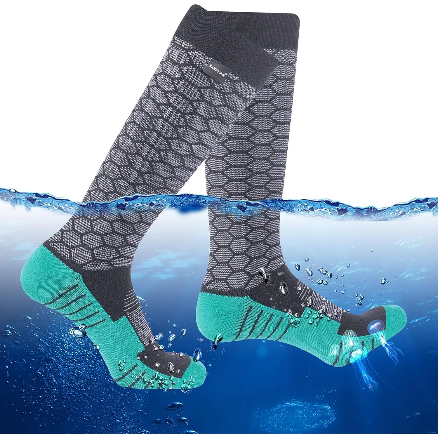 Knee High Waterproof Socks, Breathable Unisex Fishing Socks for Outdoor Hunting, Kayaking & Wading, Knee Socks