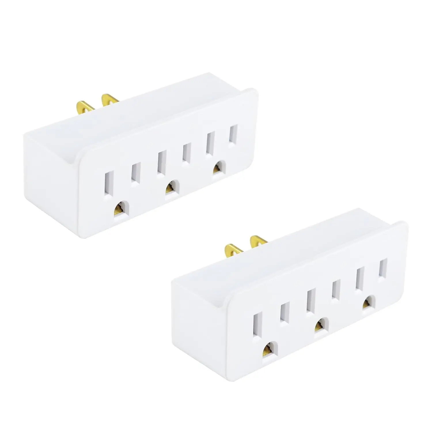 3 Outlet Grounded Plug Adapter Extender, 1 to 3 Plug Splitter,2 Pack.