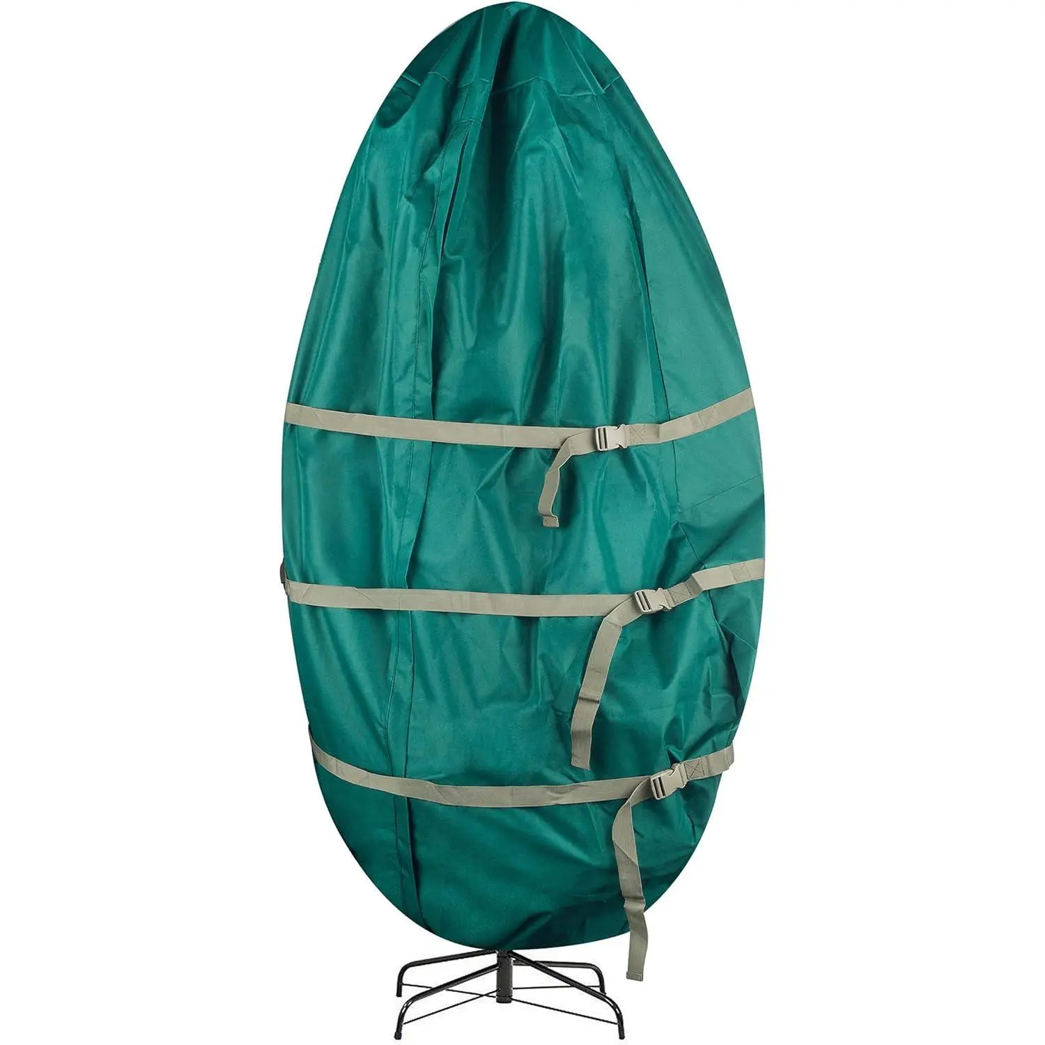 Upright Christmas Tree Storage Bag - Canvas Cover for 7.5-Foot Artificial Trees, Inflatables, and Christmas Decorations (Green)