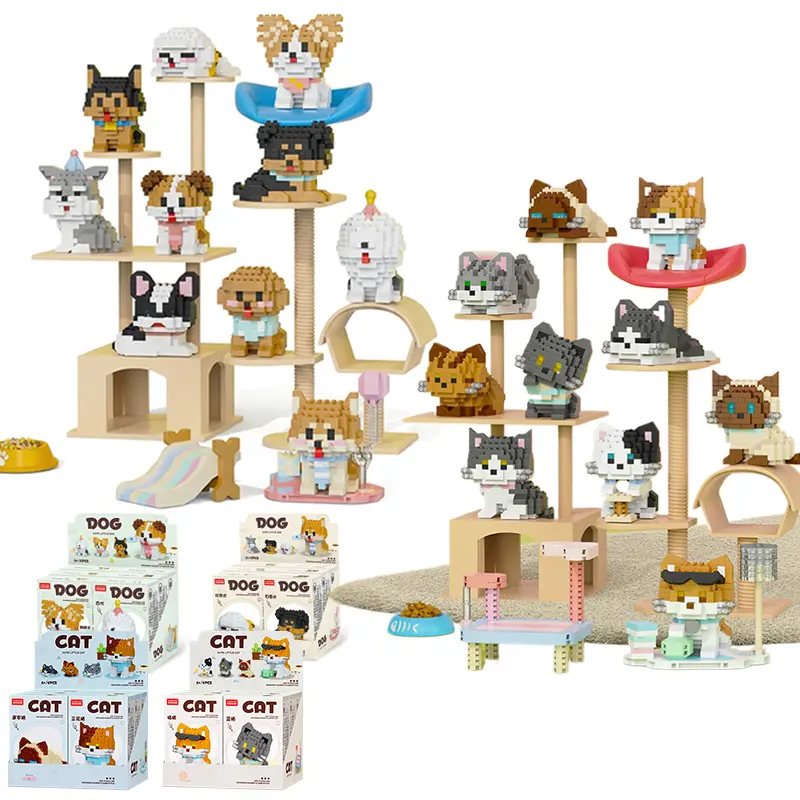 Mini Pet Building Blocks Kit, Lovely Cat & Dog Decorations, Ideal Gift for Kids, Teens, Pet Enthusiasts, Handmade Hobbyists for Bedroom, Living Room & Desk Decor