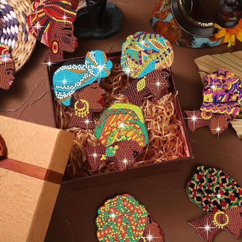 Fruit Pattern Diamond Art Coasters With Display Stand, Diy Handmade Painting Craft For Home Office And Coffee Table Decor, Colorful Non‑Slip Drink Coasters With Heat Resistance For Daily Use