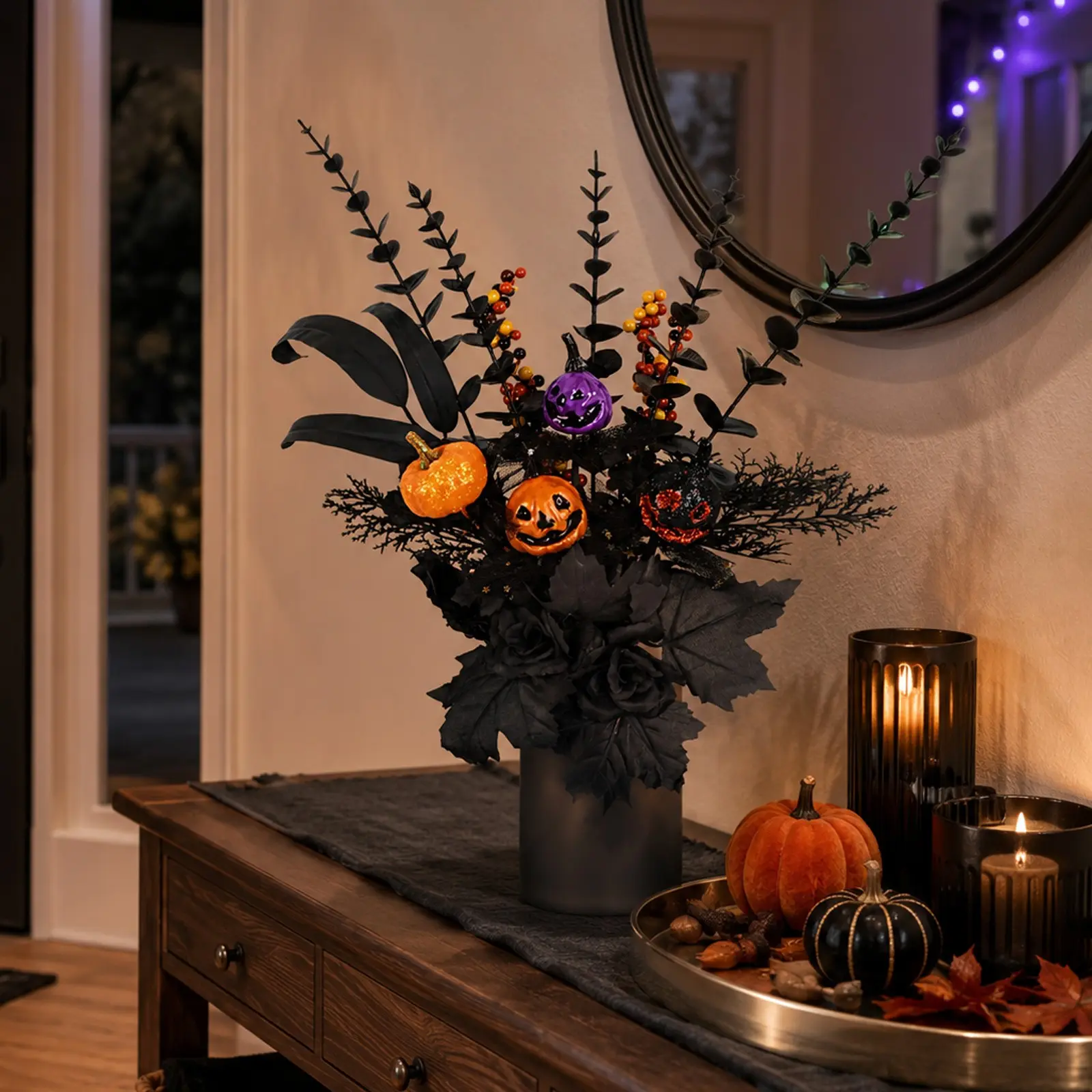8pcs Halloween Horror Small Pumpkin Centerpieces, Dark Thriller Style, Halloween Decorations, 3D Design, Ghost Festival Pairing Items