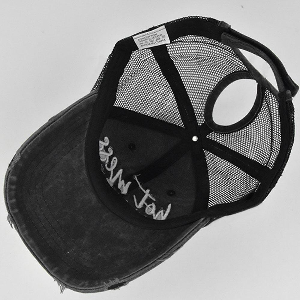 Ponytail hat with embroidery, European and American trendy cap, open-top baseball cap, ponytail cap, distressed baseball cap, versatile sun hat