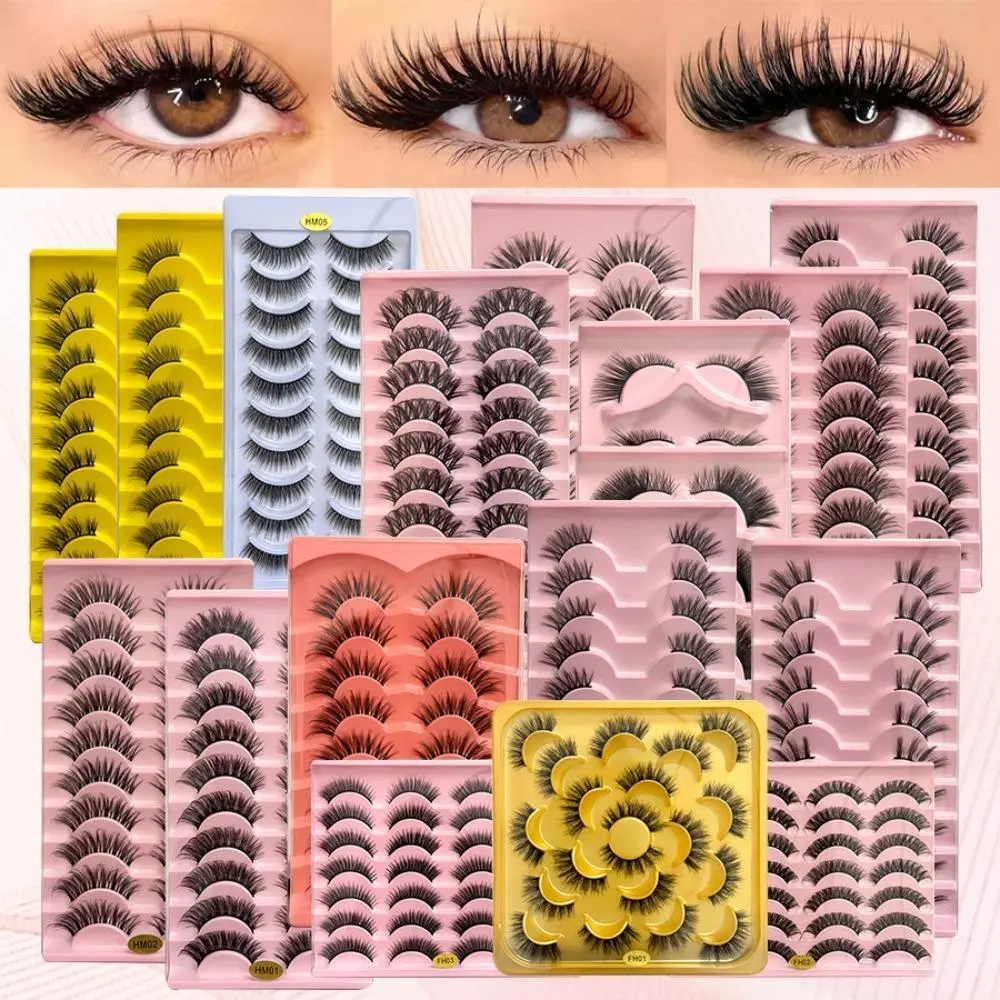 Lightweight Cosmetic Full Strip False Eyelashes - Voluminous Curly Fox Eye Style with Elongated Outer Corners, 10pairs Reusable Lash Extensions for Daily & Glam Party Looks, Eyelashes Extensions Accessory for Luggage & Bag Charms, 10Pairs 1, Gift