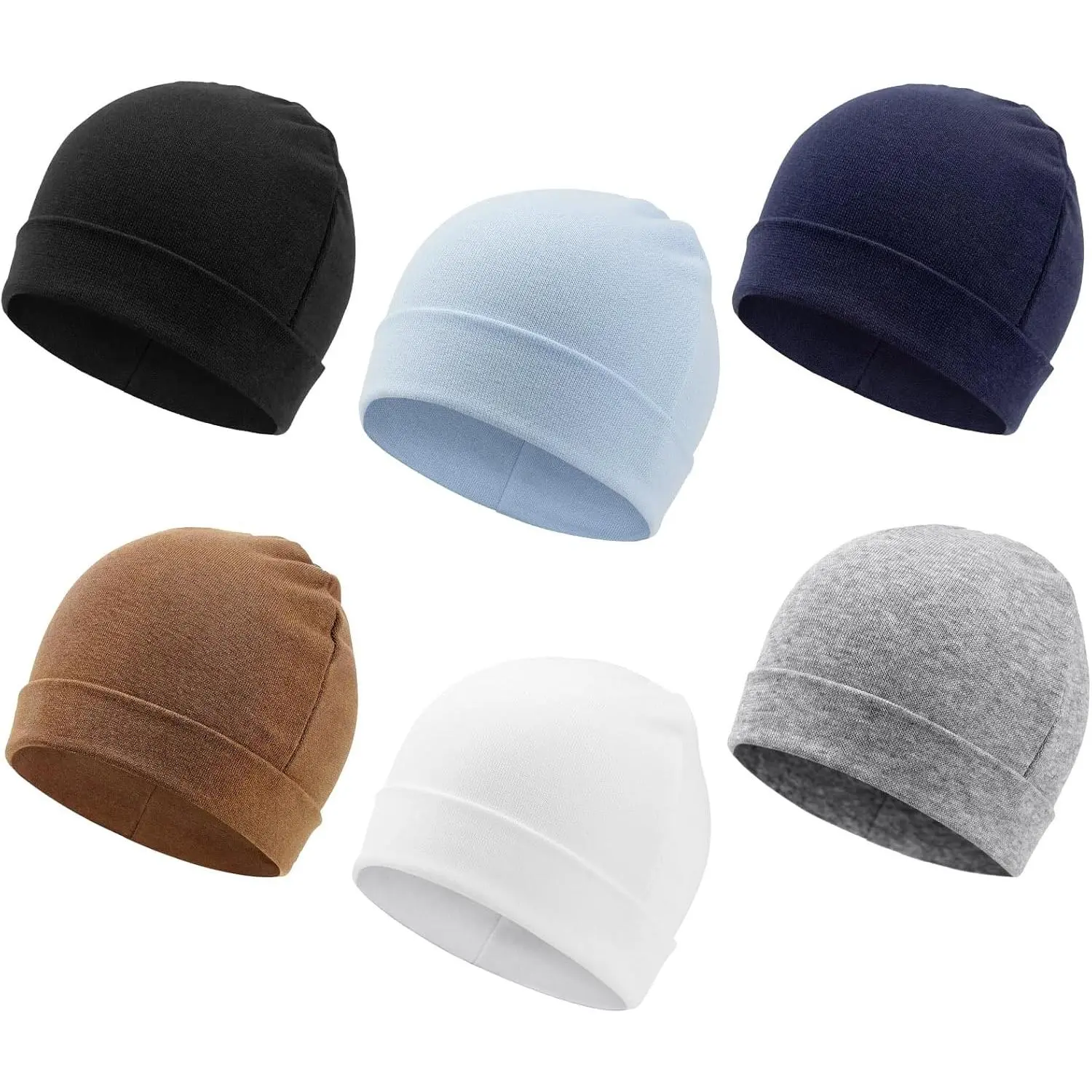 6 Pack Baby Beanie Hats  Unisex Infant Toddler Cotton Beanie Newborn Hospital Hat  Boys Girls 0-6 Months New model