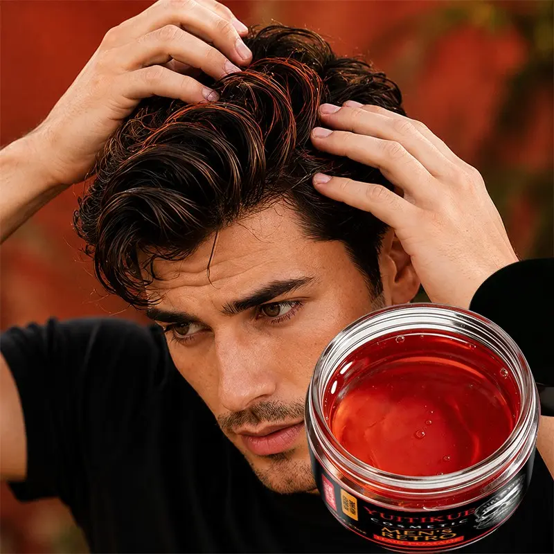 Yuitikue Men's Vintage Oil-Based Hair Wax 120g, Haircare, Strong All-Day Wind-Resistant Hold, High Gloss, Nourishing, Long-Lasting Light Fragrance