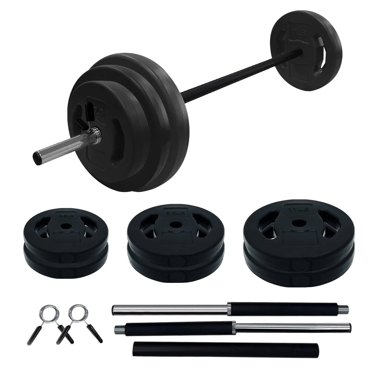 Garvee Adjustable Barbell Weight Set for Home Gym – 40LB, PU-Coated Round Plates, 51'' Bar, Cardio Pump & Strength Training Equipment – Multi-Color