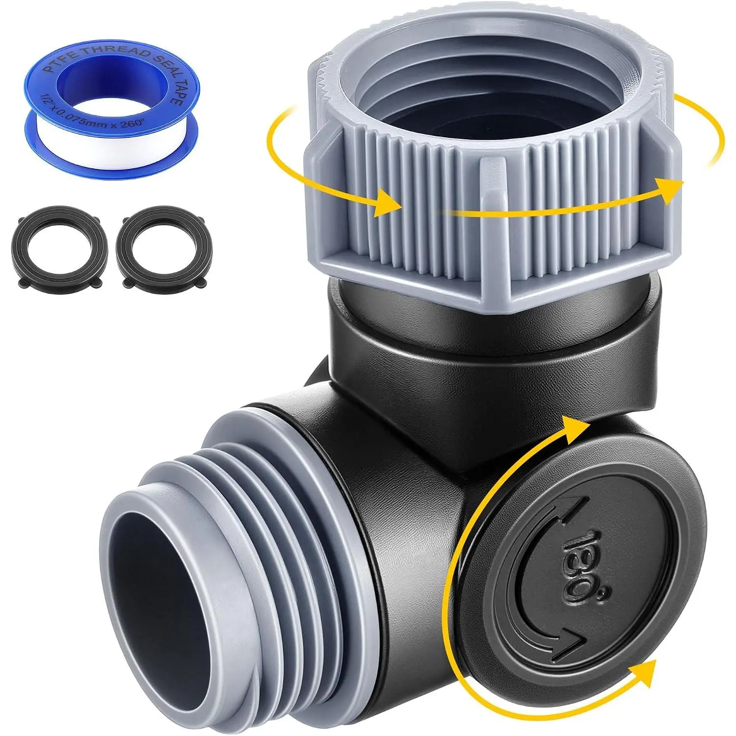 1 Pack Garden Hose Swivel Connector with 180° & 360° Rotation | 180°/360° Swivel Design,  Hose Kinks, 3/4" GHT Compatibility, Outdoor Faucet Watering Upgrade