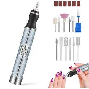 Compact Cordless Electronic Nail File - ABS Travel Size Beauty Product for DIY Manicure, 18 Grinding Heads, 20000rpm, 4 Adjustable Speeds, 500mAh Rechargeable Batteries, Low Noise Pedicure Polishing Tool