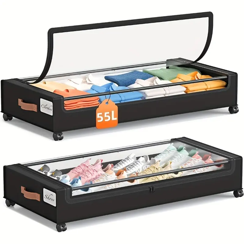 1/2 piece storage box with gurney for storing clothes, blankets, shoes, toys, books, bedding