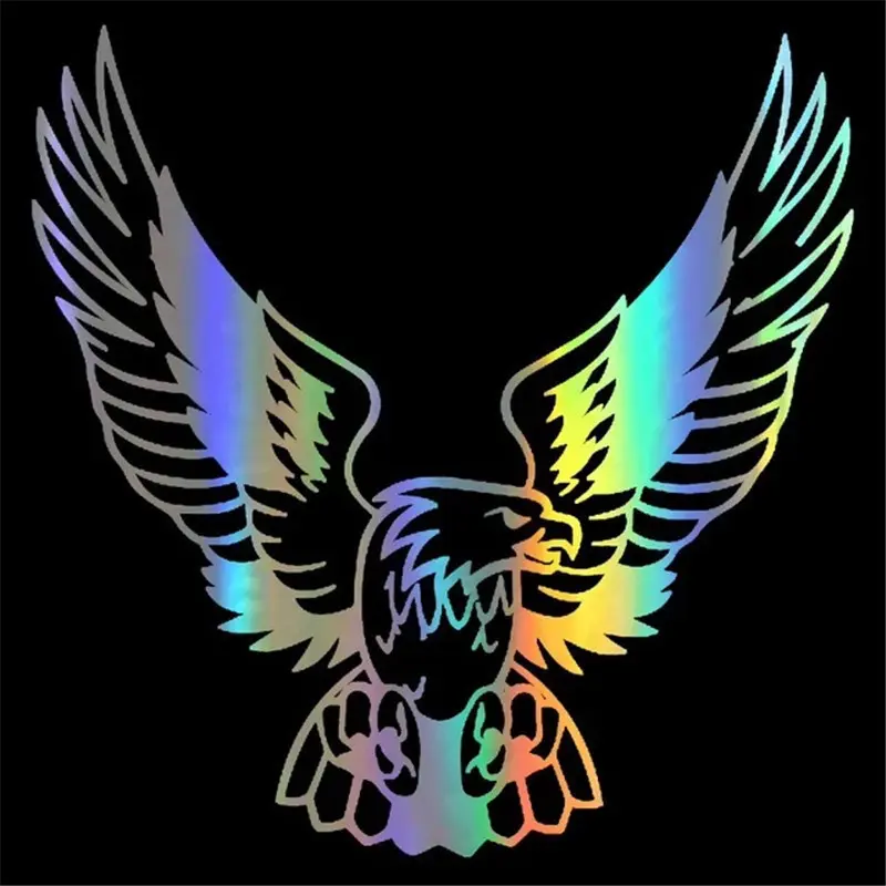 Holographic Eagle Car Decals - Waterproof Self-Adhesive Laser Chrome Look Vinyl Stickers for Auto Hood, Window, Bumper, Truck, Laptop Decoration, Cool Gift for Men