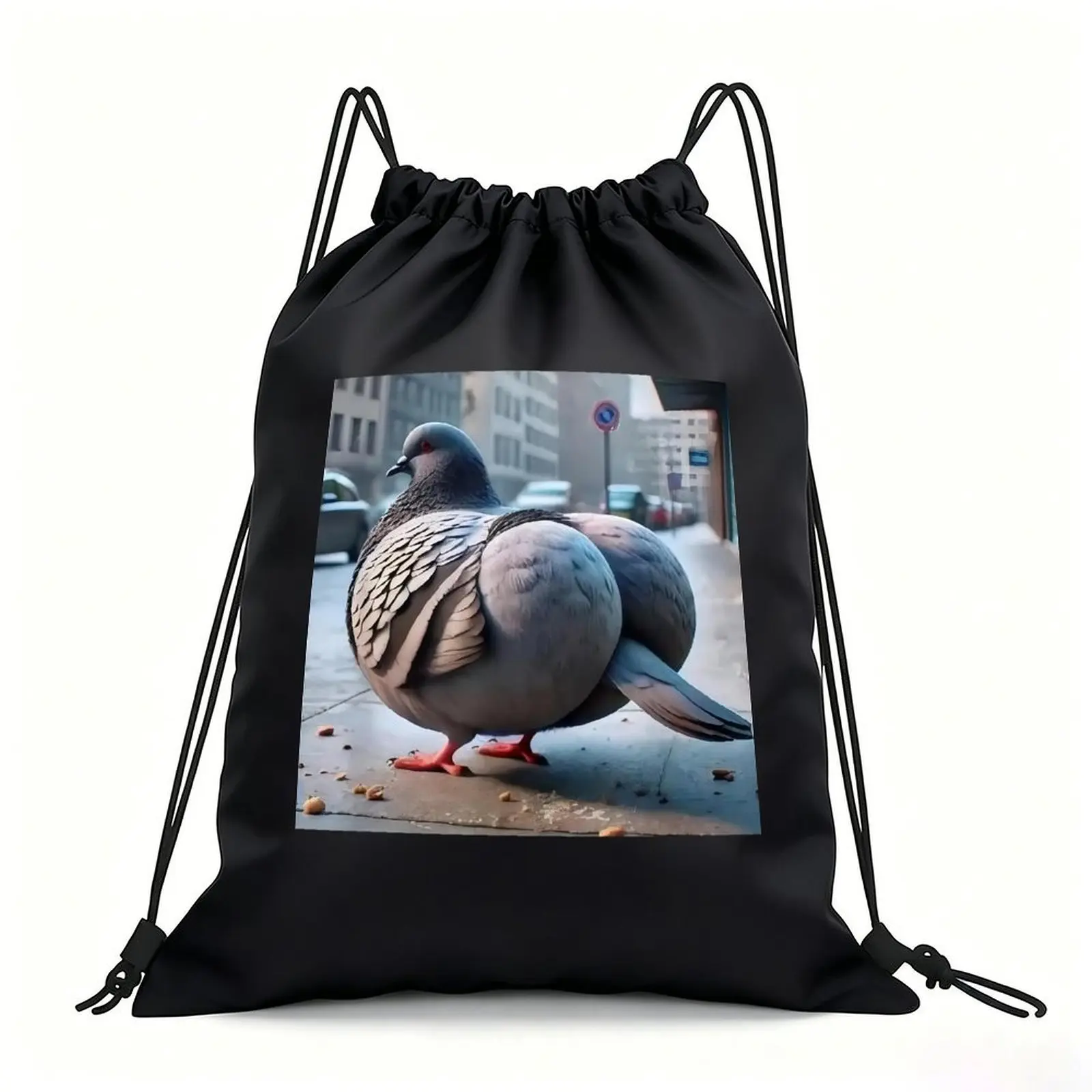 Portable Drawstring Sack Bag with Custom Graphic Print, Waterproof Polyester String Backpack for Gym Workout Swimming Hiking