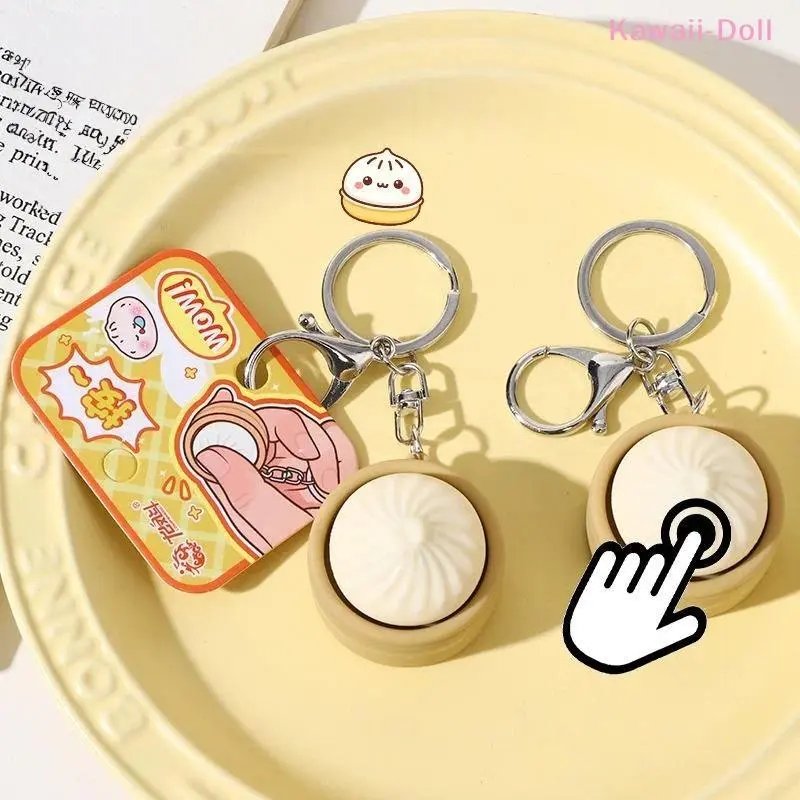 [DO]1Pcs Stress Relief Pass The Time Clicker Toys Pendant Cartoon Steamed Stuffed Bun Pinch Toy Decompressing Sensory Props[DO]