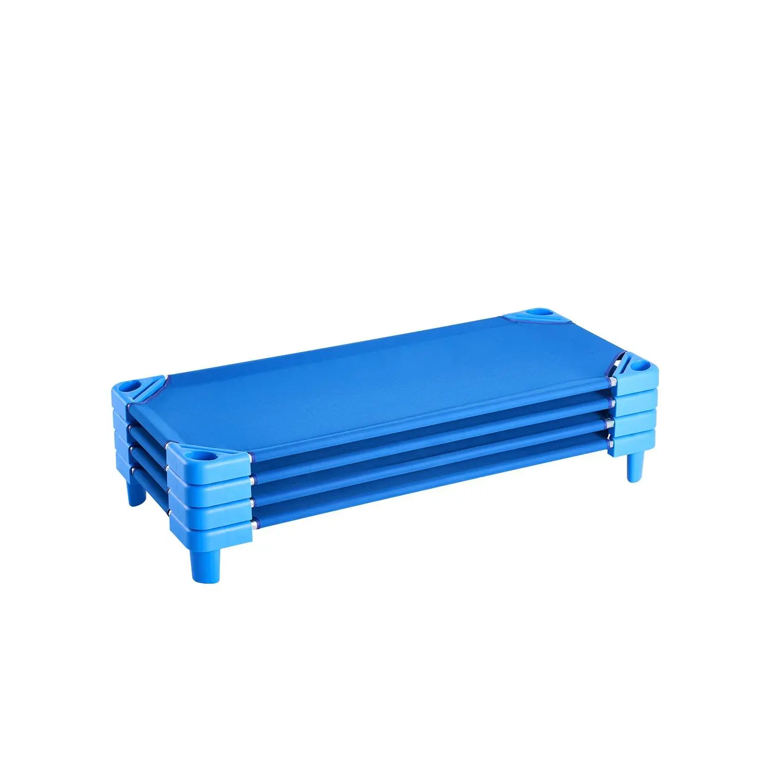 Stackable Kiddie Cot, Pack of 4, Portable Toddler Nap Cots, Standard Size 52" Lx 23" W Daycare Cots for Kids, Preschool Classroom Daycare Beds for Sleeping, Resting, Naptime, Blue