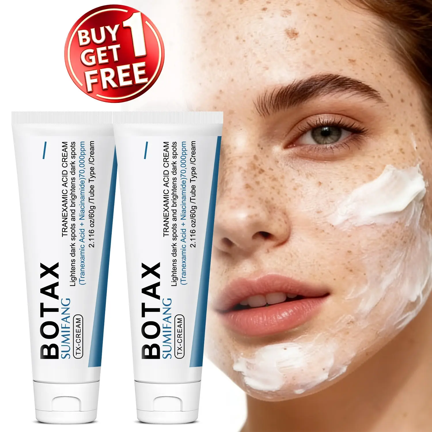 Evenly Brightening and Dark Spot Corrector (2pcs), Brightening Face Cream, Tranexamic Acid and Niacinamide Dual-Action Formula, easy-to-spread cream texture improves dullness and dark spots, Suitable for facial care, uneven skin tone, daily maintenance