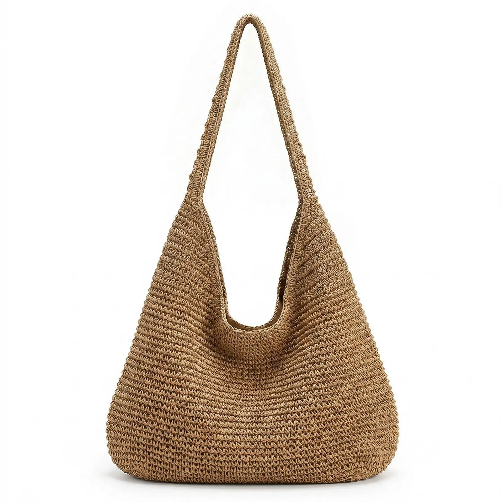 JASGOOD Beach Bags for Women Boho Straw Purse Summer Woven Shoulder Bag Handbag Crochet Mesh Tote Bag Vacation Purse