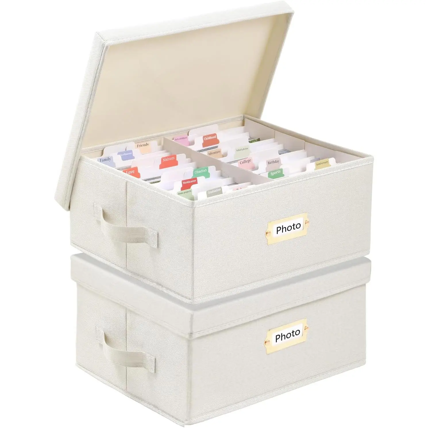 2PC Photo Storage Box - Photo Organizer Box for 4x6 Pictures, Photo Boxes with Dividers & Labels, Holds 3400+ Photos
