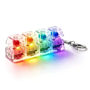 Glowing Keyboard Stress Relief Keychain, Four-In-One Pressure Release Button, Smart Gift, Transparent Design, Perfect for Relaxation