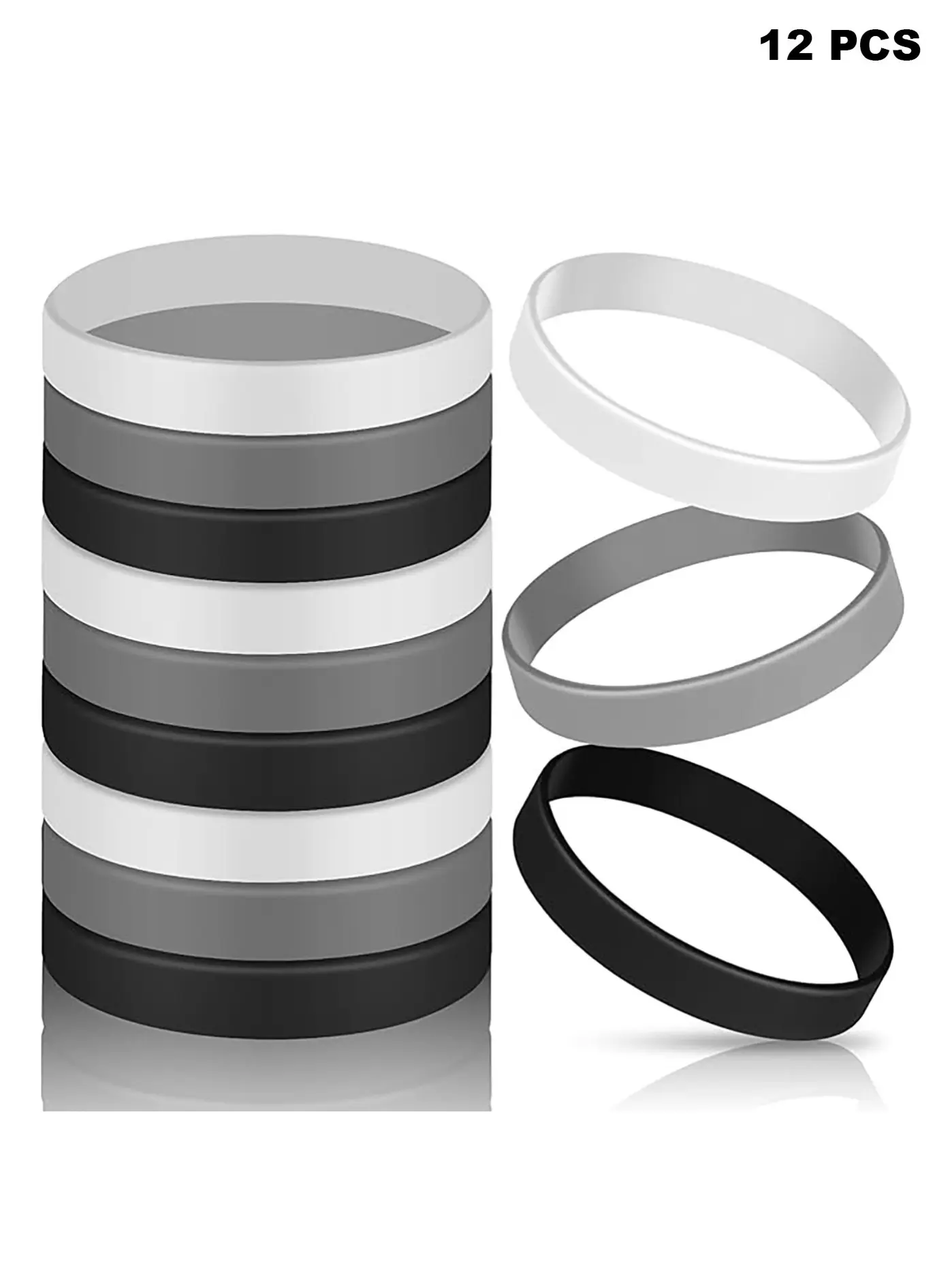 12-Piece Rubber Bracelet Set, Multicolor Smooth Bracers (, ), Ideal for Various Events and Parties