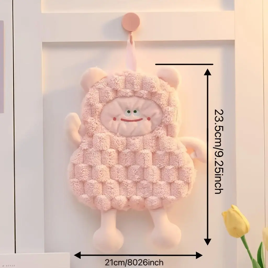 3pcs Little Lamb Monster Dish Towels Coral Fleece Soft Absorbent Towels Cute Embroidery Washcloths Kitchen And Bathroom Quick Drying Towel Cloth Hanging Towel, Cute Monster Double-Layer Thickened Coral Fleece Bathroom Hand Towel Hand Towel