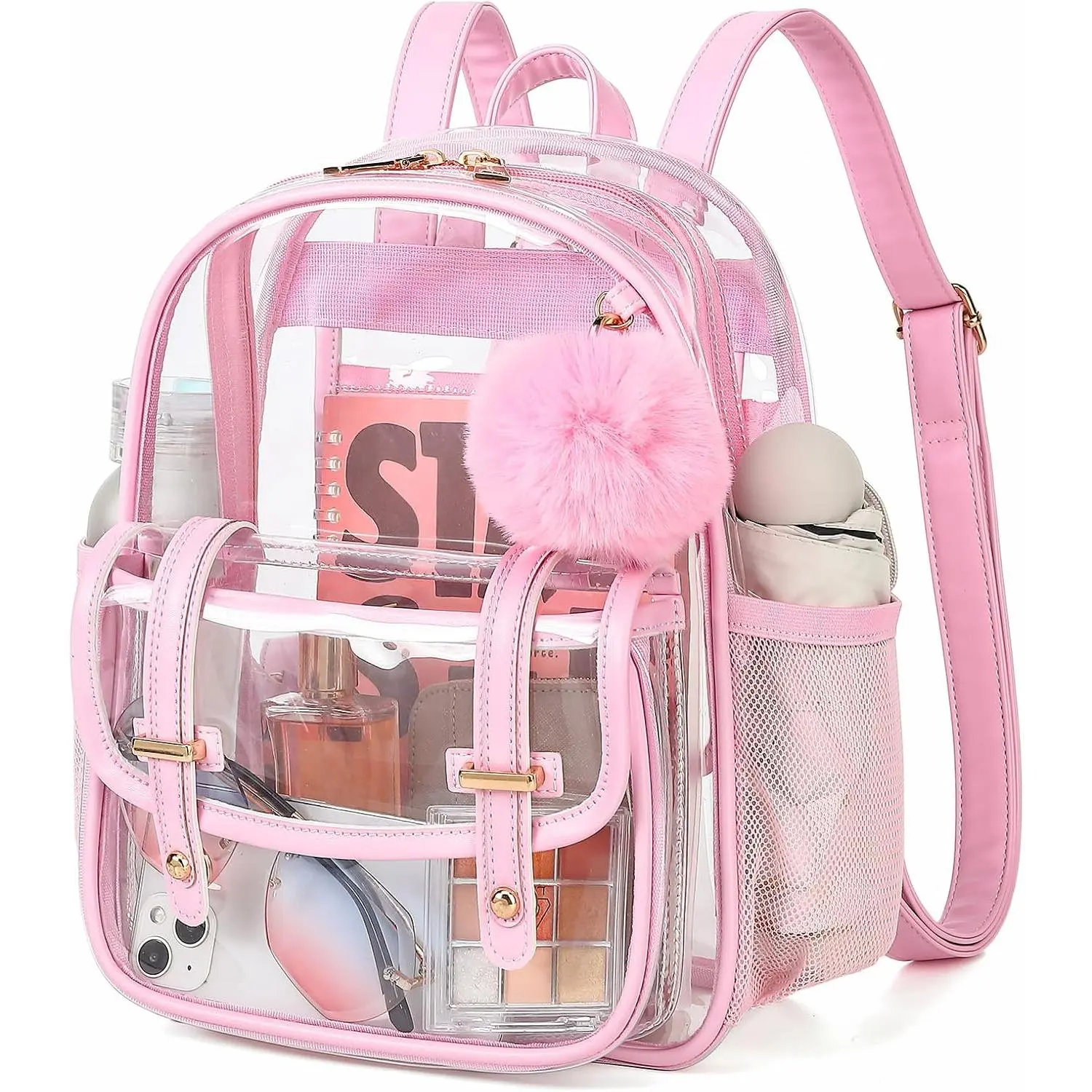 Clear Backpack for Stadium Events, Small Transparent Backpack Mini See Through Bookbag for Women Girls for Concert