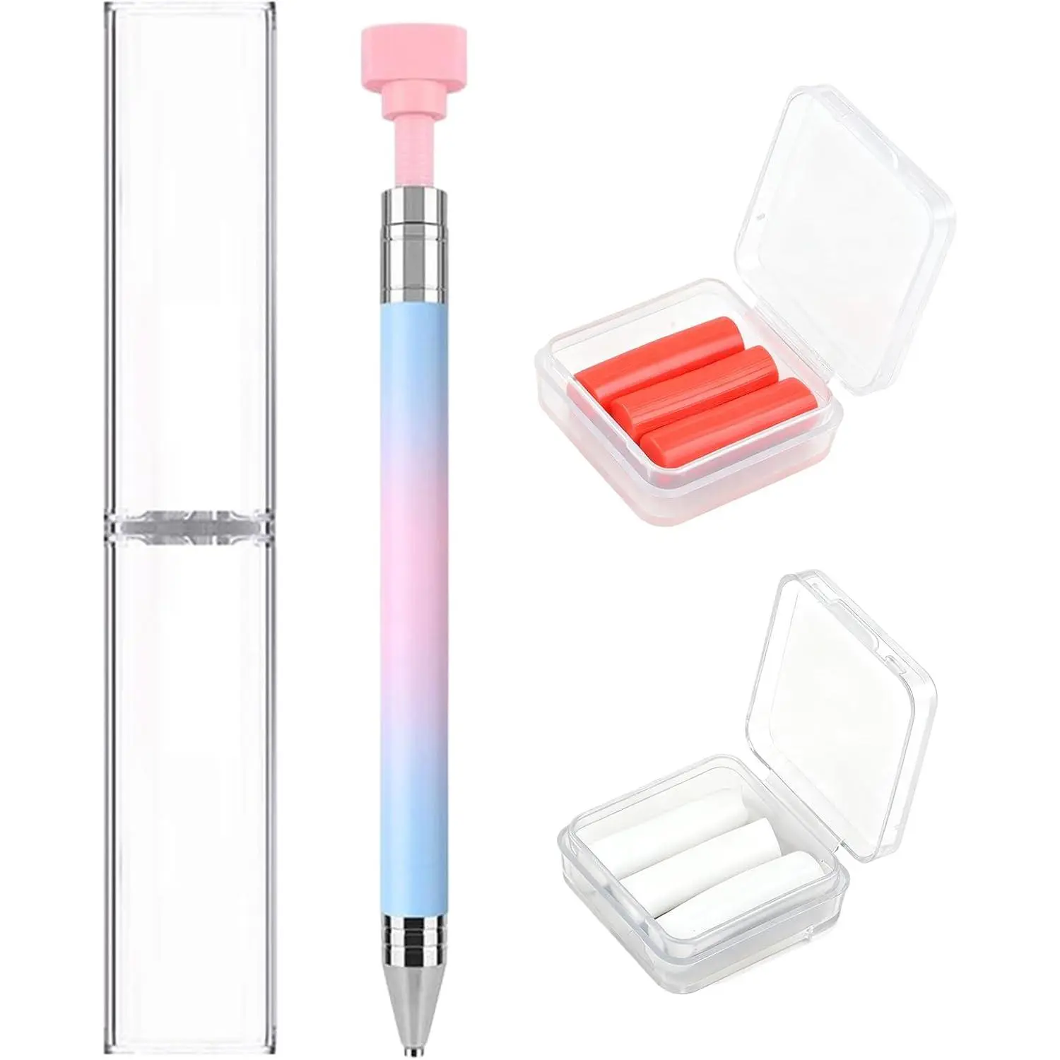 Automatic Refillable Wax Pen for  Painting - Rotating Push Wax Pencil for DIY Craft Tool for  Art, with 2 Boxes of Wax ( to Blue)