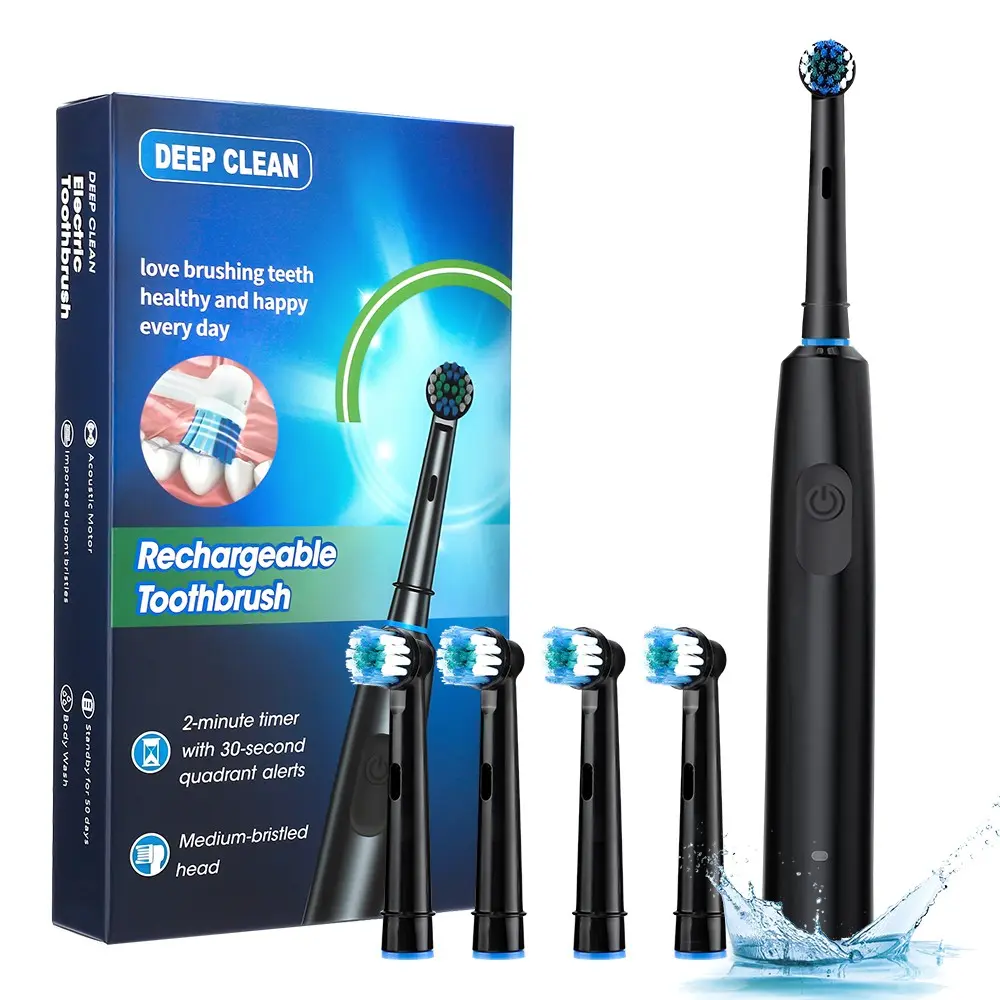 Electric Toothbrush with Left-Right Rotation, 5 Modes Timer, Adult Rotating Toothbrush, Oral Care Essential, Tooth Cleaning, Spin Toothbrush, Rechargeable Toothbrush, Rechargeable Electronic Toothbrushes