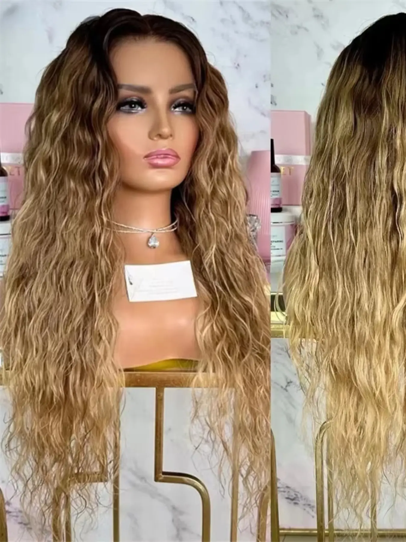 26-Inch Gradual Curly Synthetic Wig, Loose Curly Wig, High Quality Wigs, 180% Density, Natural Hairline, Daily Wear, Lace Front, Women's Doll Hair