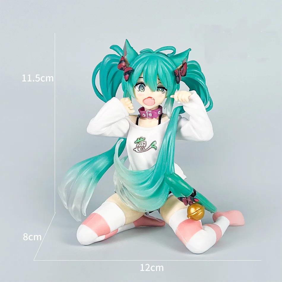 Hatsune Miku Desktop Cute Action Figure 11cm Neko T-Shirt Ver.Anime Figurine Kawaii Girl Model Toy Gift