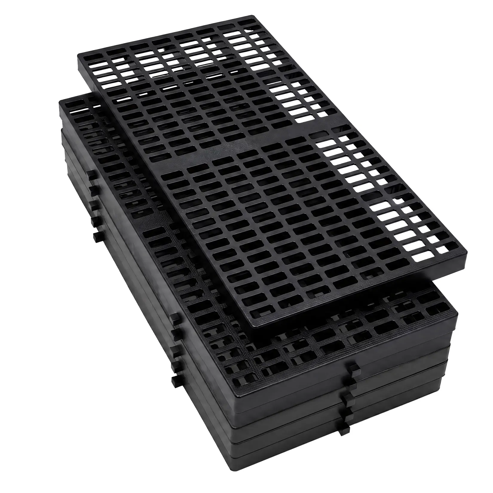HDPE Plastic Modular Interlocking Floor Mats, 23.6x11.8 Inches Grid Storage Pads for Warehouse & Garage, Water Resistant Floor Protection