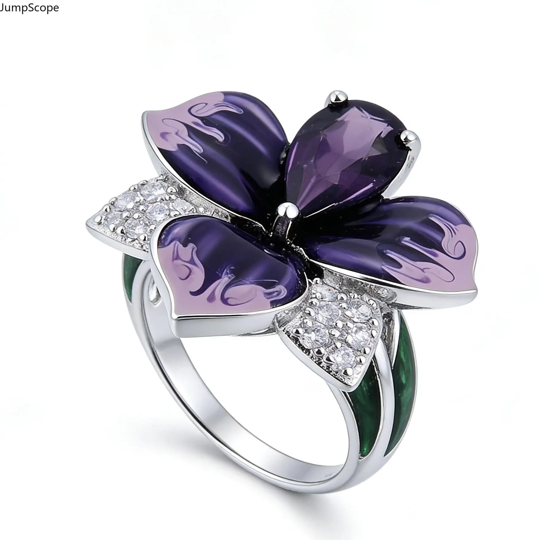 Vintage Enamel Detail 3D Purple Floral Pattern Gold Ring - MDF+Steel Leisure Accessory, Ideal For Cottagecore Picnic & Bridal Photoshoot, Sentimental Birthday Valentine Gifts, Unisex